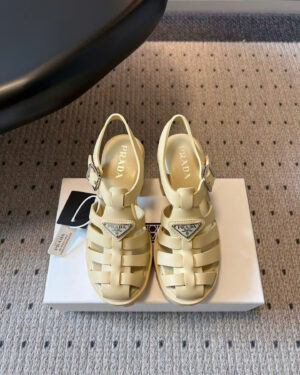 Prada Monolith Crochet Cage Sandals 9cm
