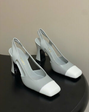 Chanel Crumpled Shiny Lambskin Slingbacks Shoes 9cm