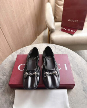 Gucci Prima Horsebit Leather Ballet Flats Shoes