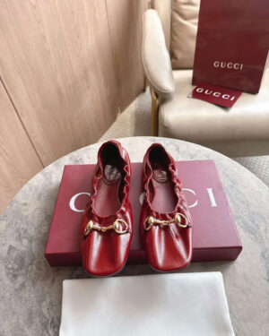 Gucci Prima Horsebit Leather Ballet Flats Shoes