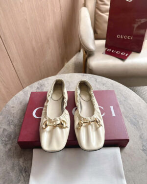 Gucci Prima Horsebit Leather Ballet Flats Shoes