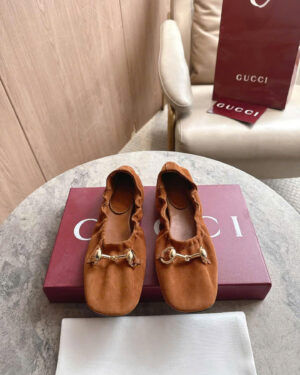 Gucci Prima Horsebit Leather Ballet Flats Shoes