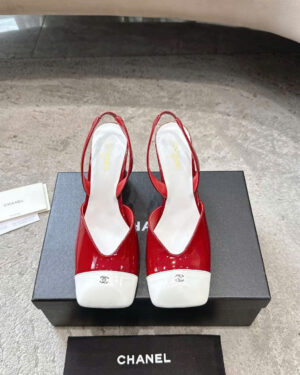 Chanel Square-Toe Slingbacks Laminated Calfskin & Lambskin Shoes 9cm