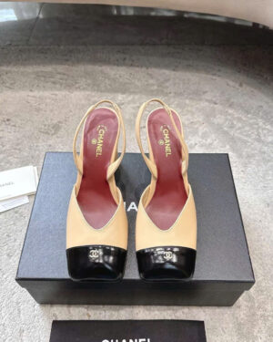 Chanel Square-Toe Slingbacks Laminated Calfskin & Lambskin Shoes 9cm
