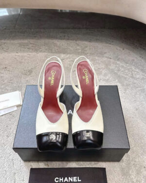 Chanel Square-Toe Slingbacks Laminated Calfskin & Lambskin Shoes 9cm