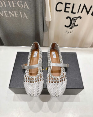 Alaïa Fishnet Mary Jane Ballet Flats Shoes