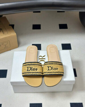 Dioriviera Dior Woven Slide Crocheted Raffia-Effect