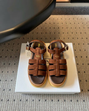 Prada Suede Crisscross Platform Sandals 5.5cm
