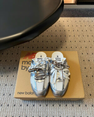 Miu Miu x New Balance 530 SL Metallic Leather Mules