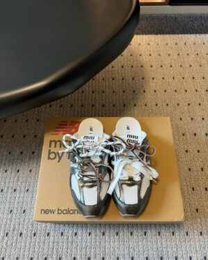 Miu Miu x New Balance 530 SL Metallic Leather Mules
