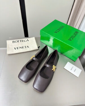 Bottega Veneta Charlotte Mary-Jane Ballerina in Basalt Shoes