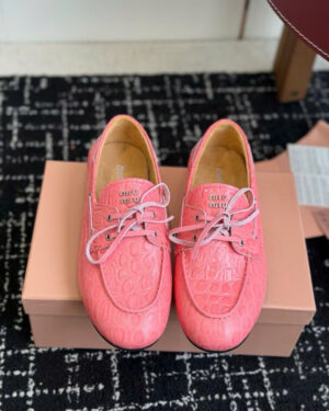 Miu Miu Croc-Embossed Leather Flats Shoes