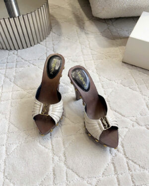 Saint Laurent Leather Babylone Clog Mules 12cm