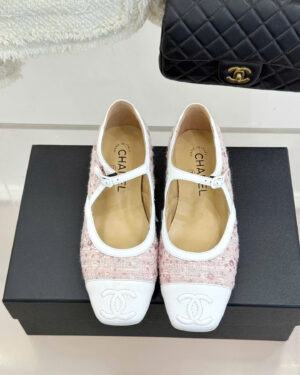 Chanel Tweed Sequin Mary Jane Flat Shoes