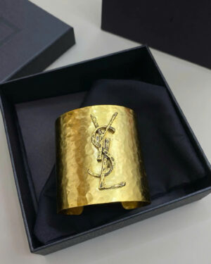 Saint Laurent Cassandre Cuff Bracelet in Gold