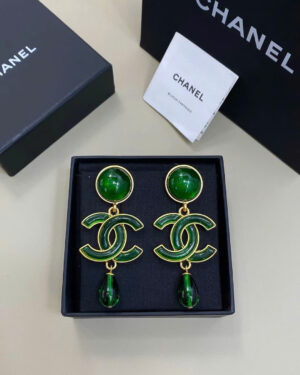 Vintage Chanel Paris Haute Couture Runway Emerald Earrings
