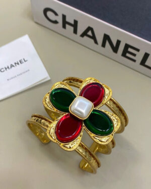 Vintage Chanel Gripoix Color Stone Statement Bracelet