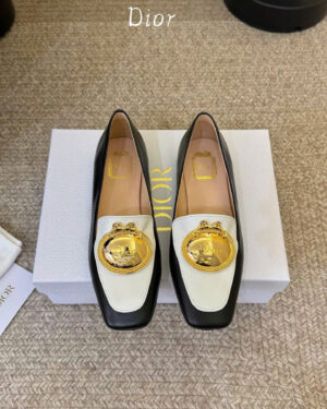 Dior Médaillon Buckle Loafer Black Lambskin Women's Shoes