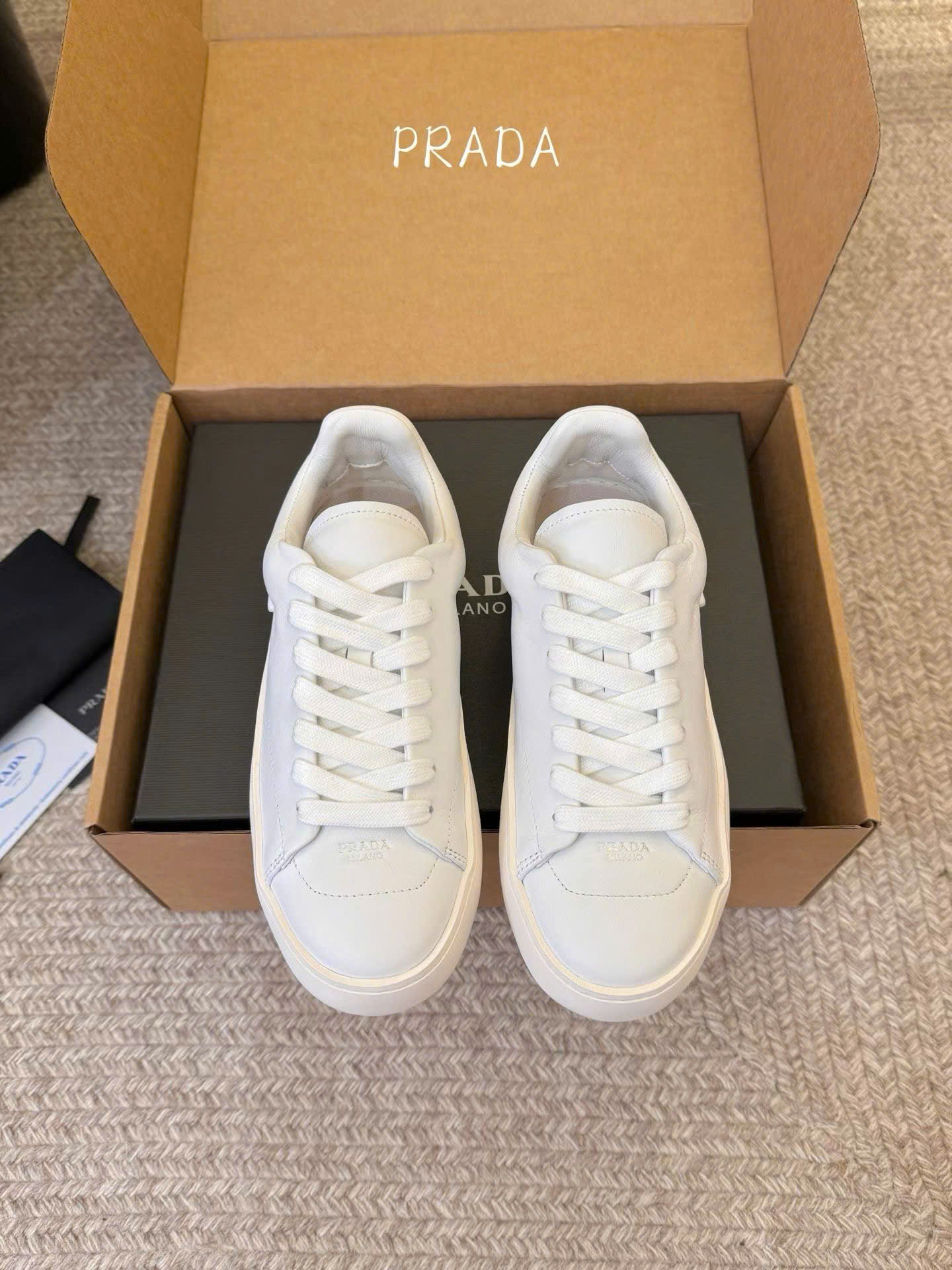 Prada Court Leather Sneaker Unisex Shoes