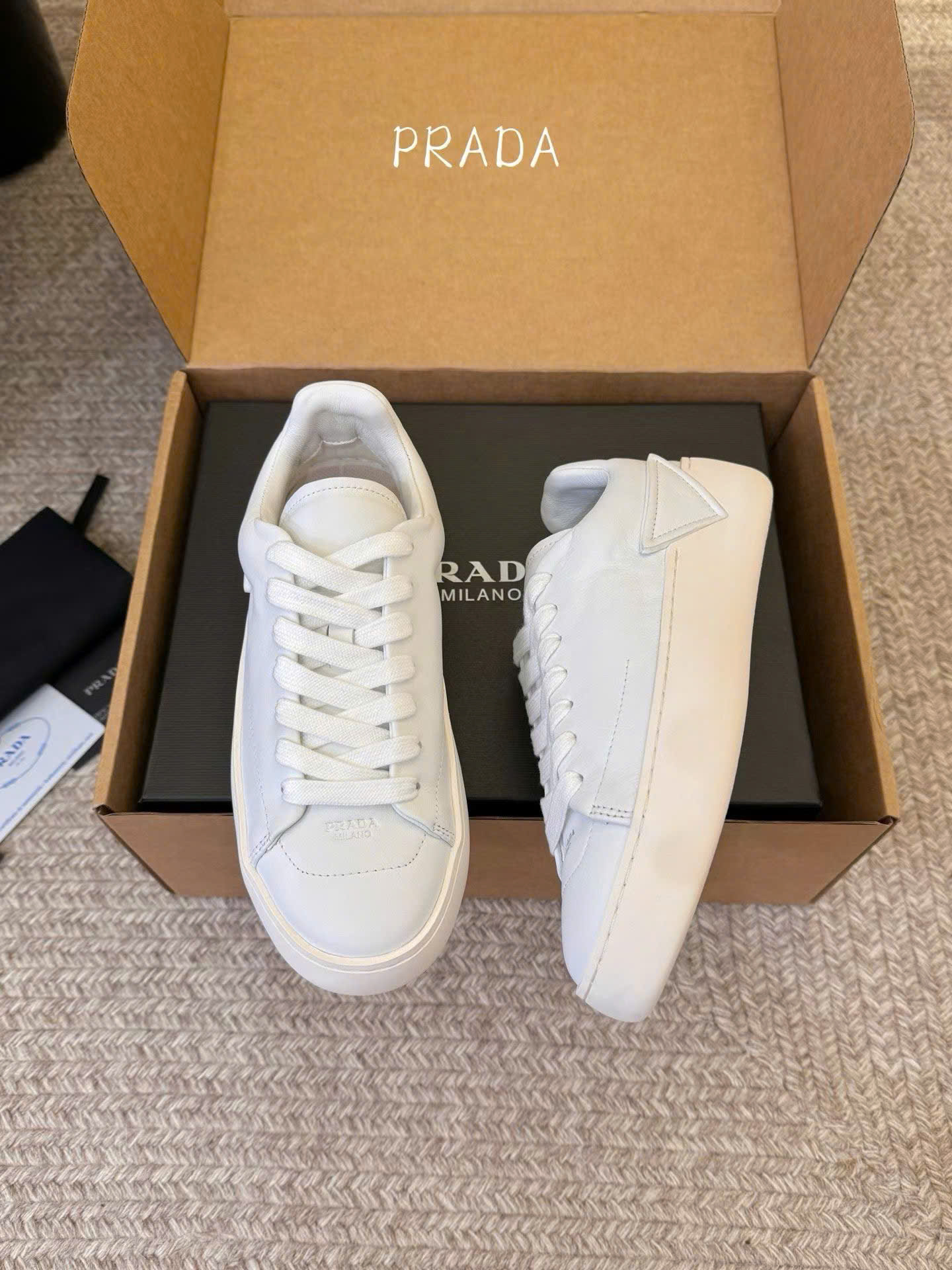 Prada Court Leather Sneaker Unisex Shoes - Image 6