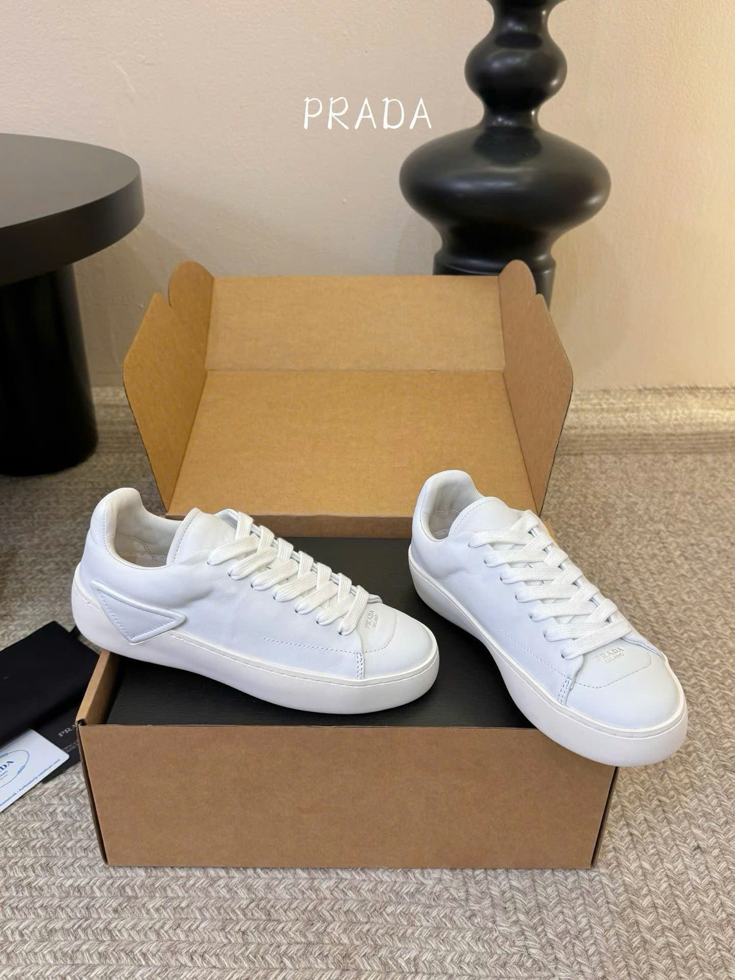 Prada Court Leather Sneaker Unisex Shoes - Image 8