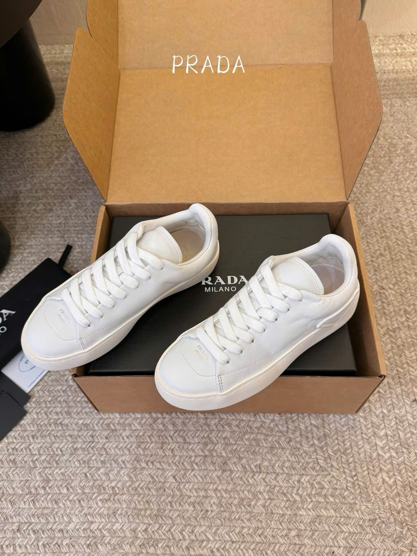 Prada Court Leather Sneaker Unisex Shoes - Image 9