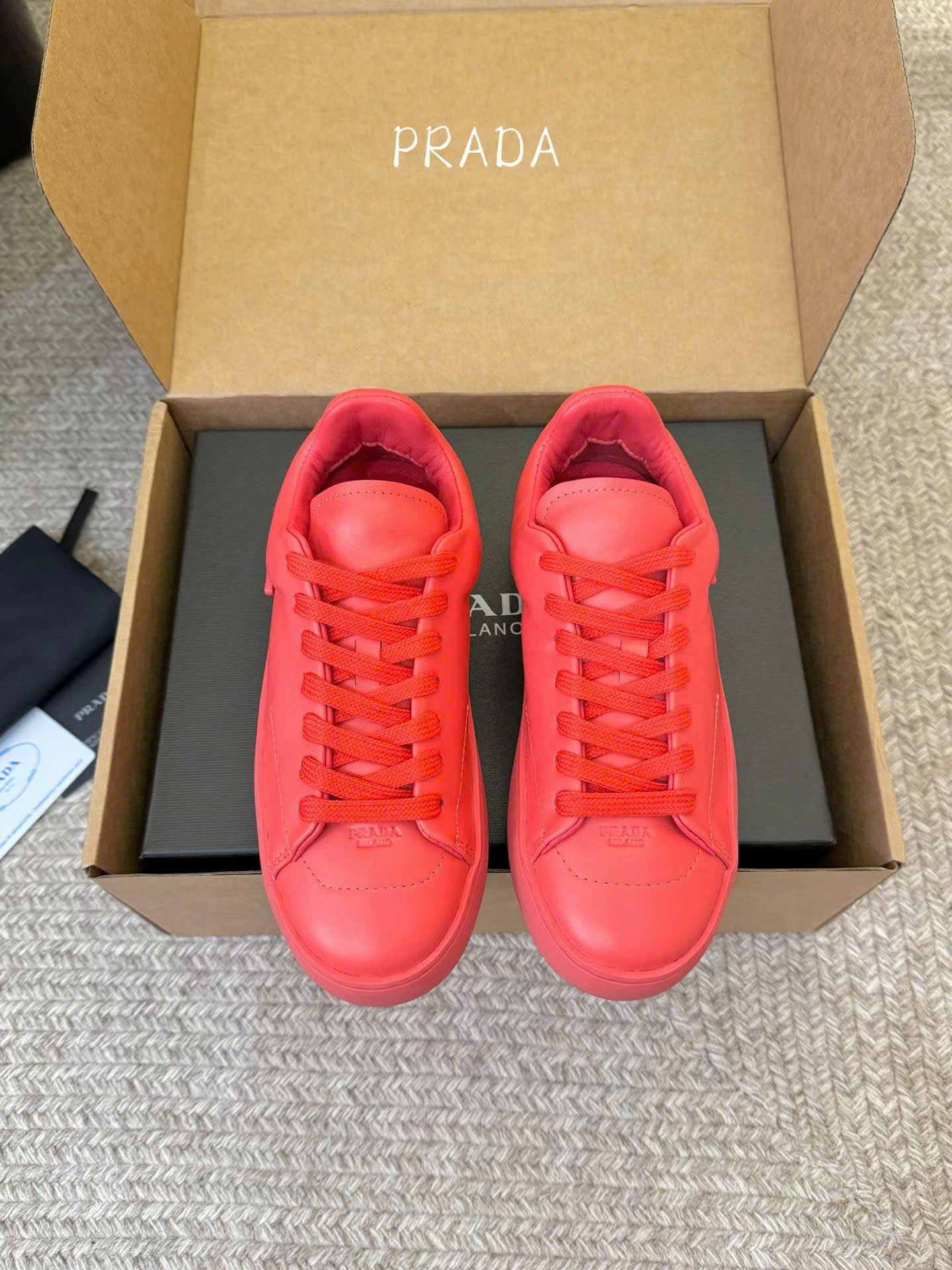 Prada Court Leather Sneaker Unisex Shoes
