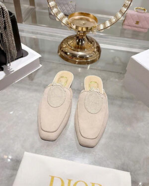 Dior Médaillon Mule Khaki Suede Goatskin