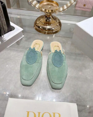 Dior Médaillon Mule Khaki Suede Goatskin