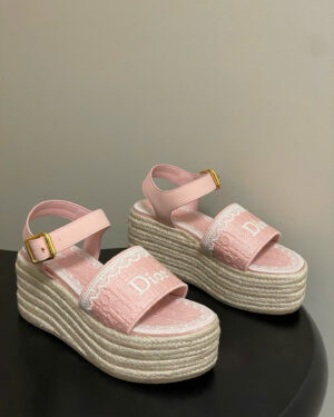 Dior Oblique Dentelle Wedge Sandal 8.5cm