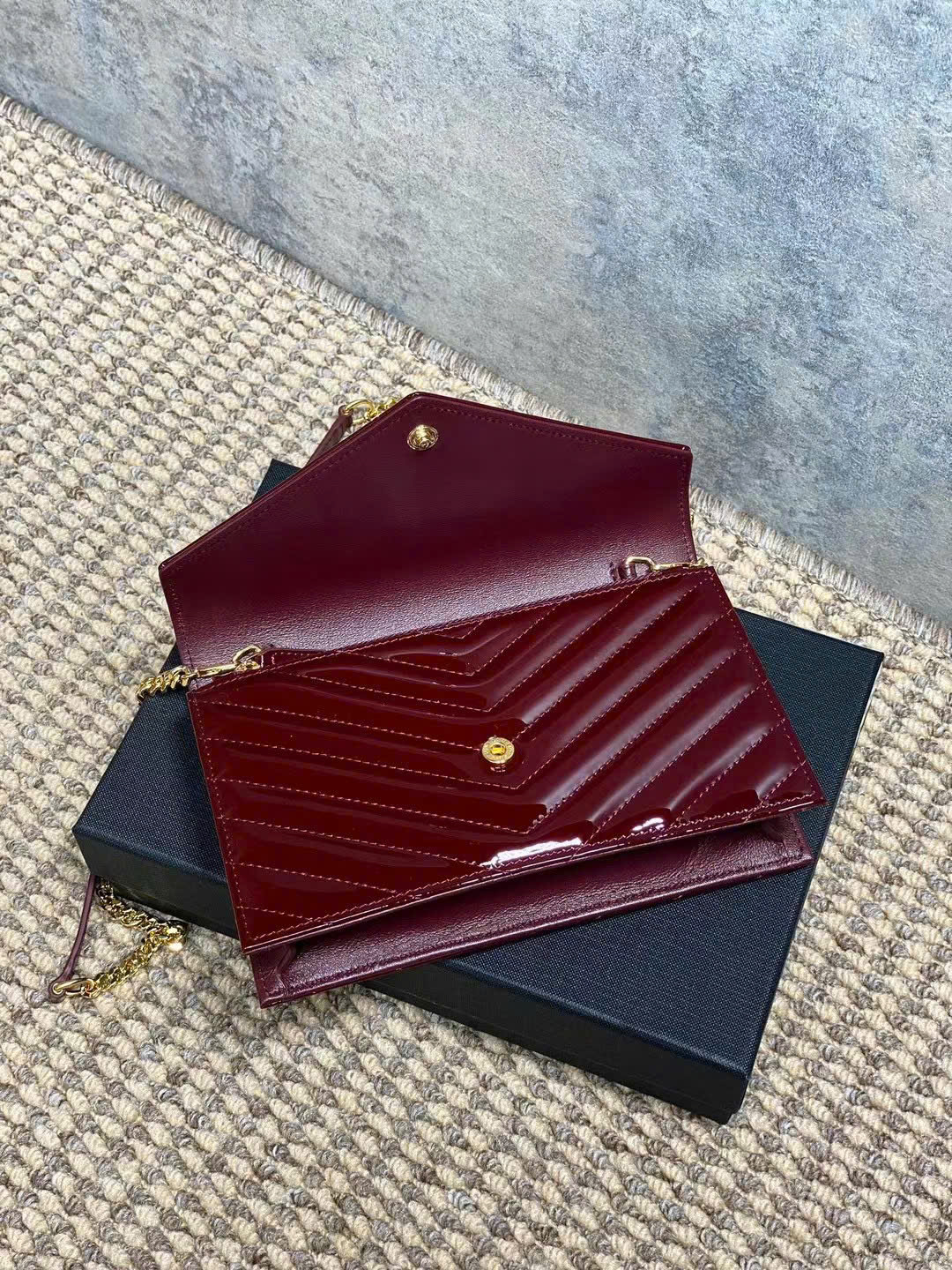 Saint Laurent Cassandre Envelope Chain Wallet in Patent Leather - Image 3