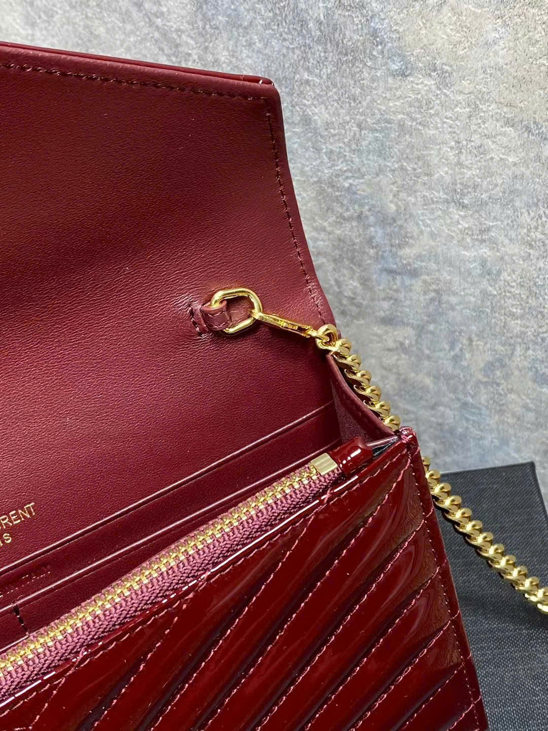 Saint Laurent Cassandre Envelope Chain Wallet in Patent Leather - Image 7