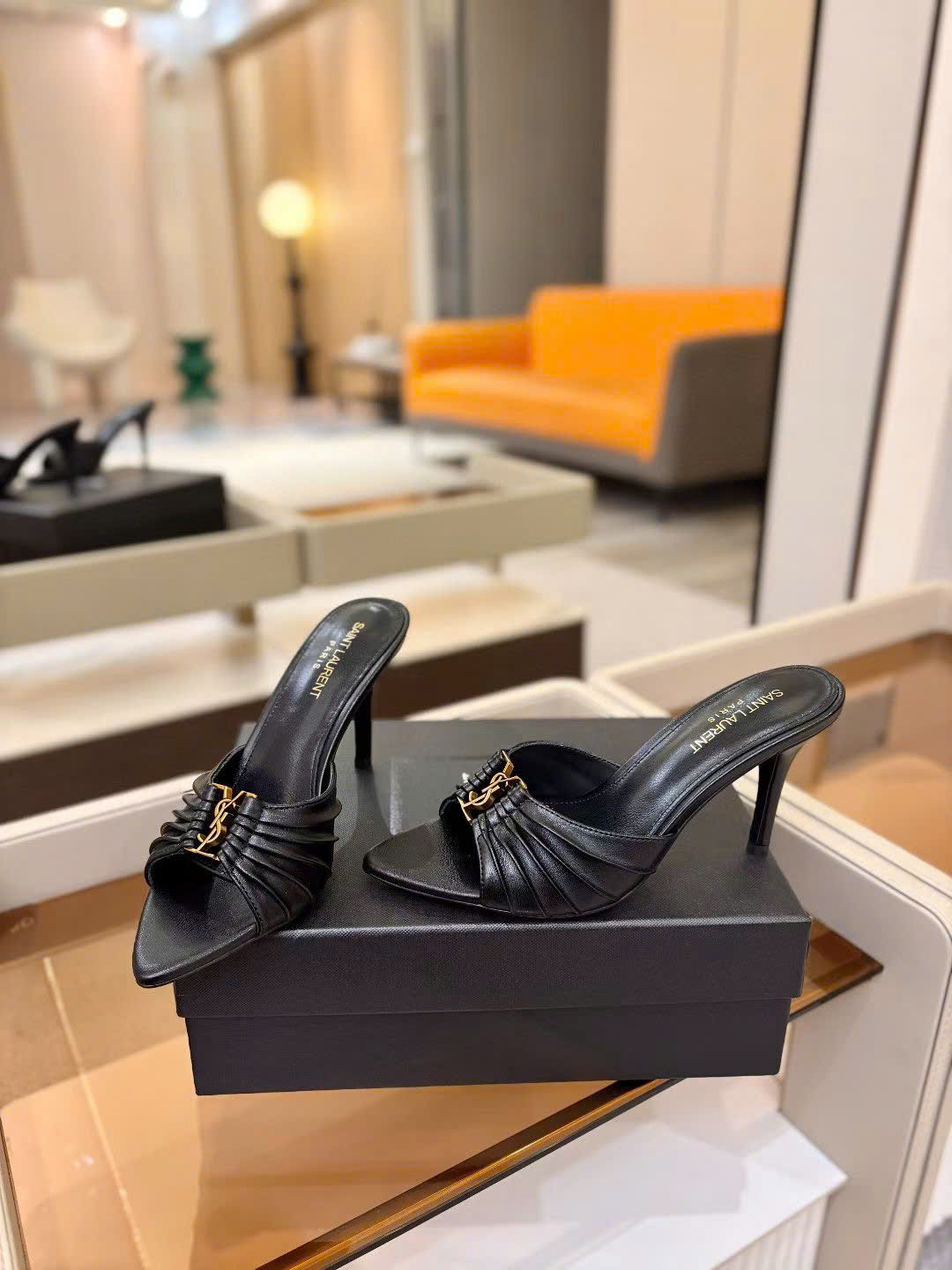 Saint Laurent YSL Babylone Heeled Women's Mules 10cm - Image 4