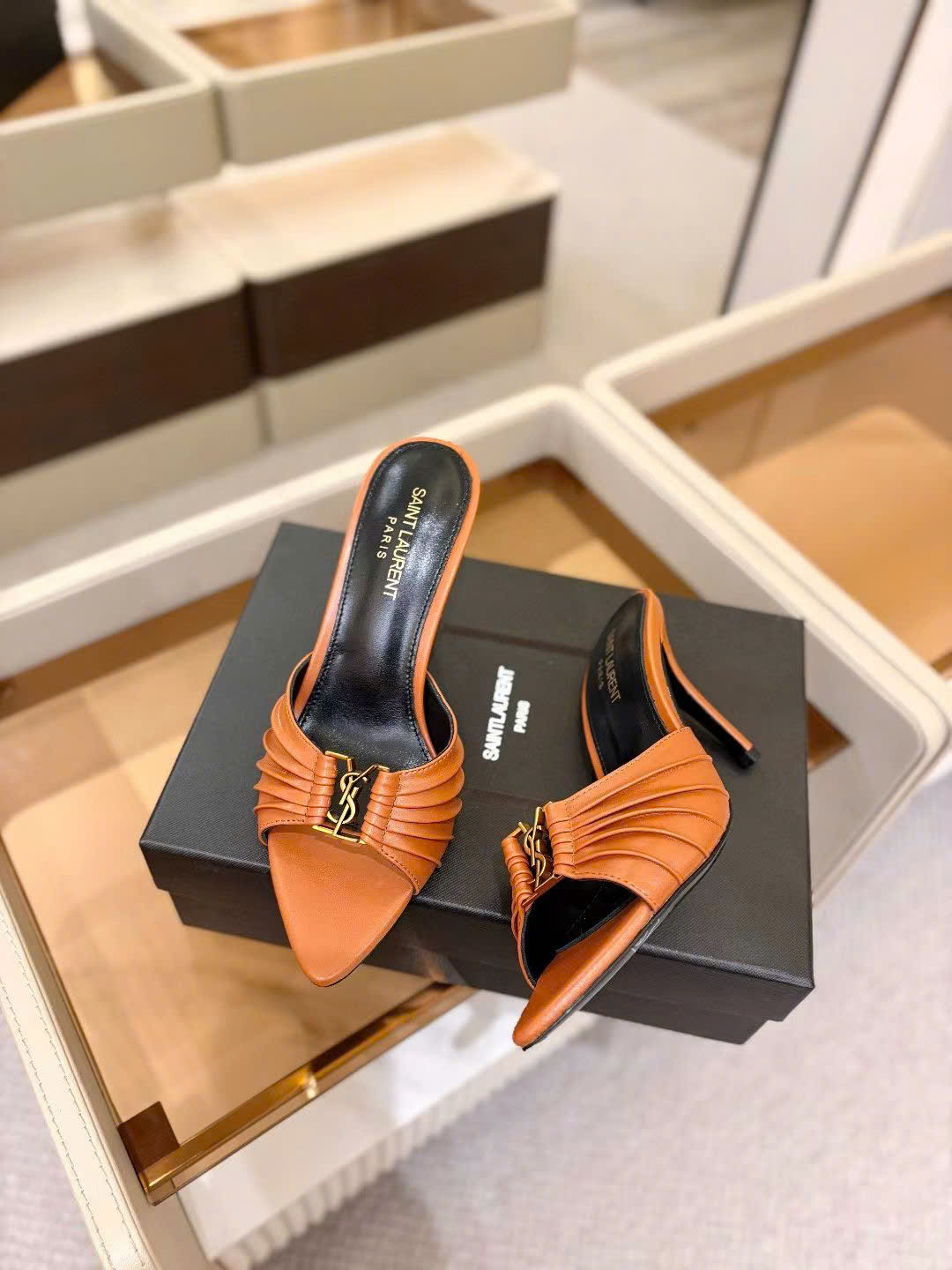 Saint Laurent YSL Babylone Heeled Women's Mules 10cm - Image 3
