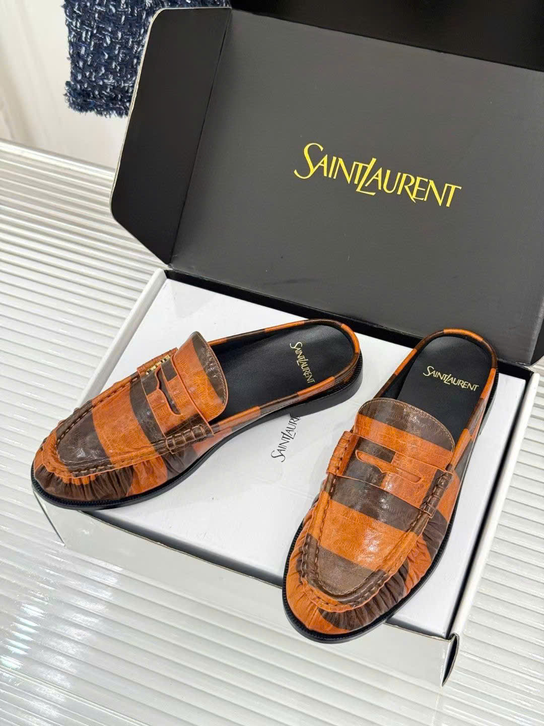 Saint Laurent Le Loafer Unisex Leather Mules - Image 9