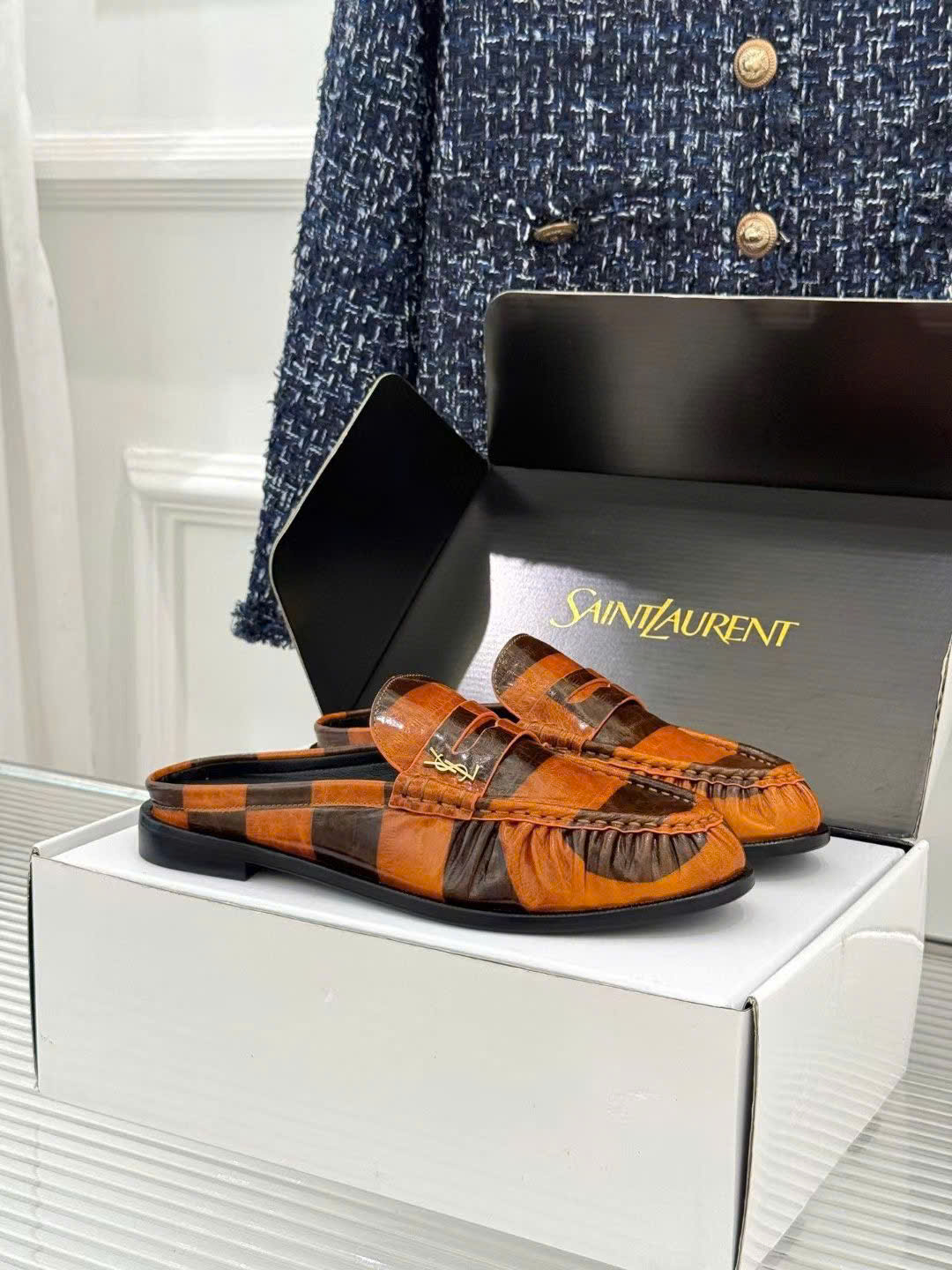 Saint Laurent Le Loafer Unisex Leather Mules - Image 10