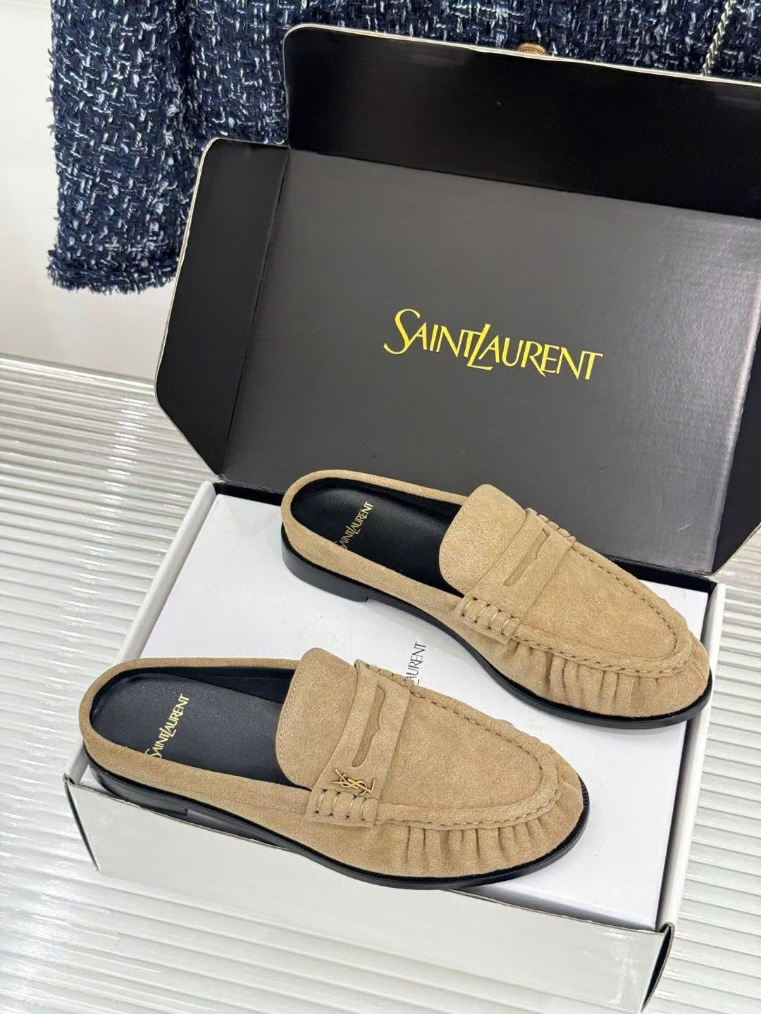 Saint Laurent Le Loafer Unisex Leather Mules - Image 8