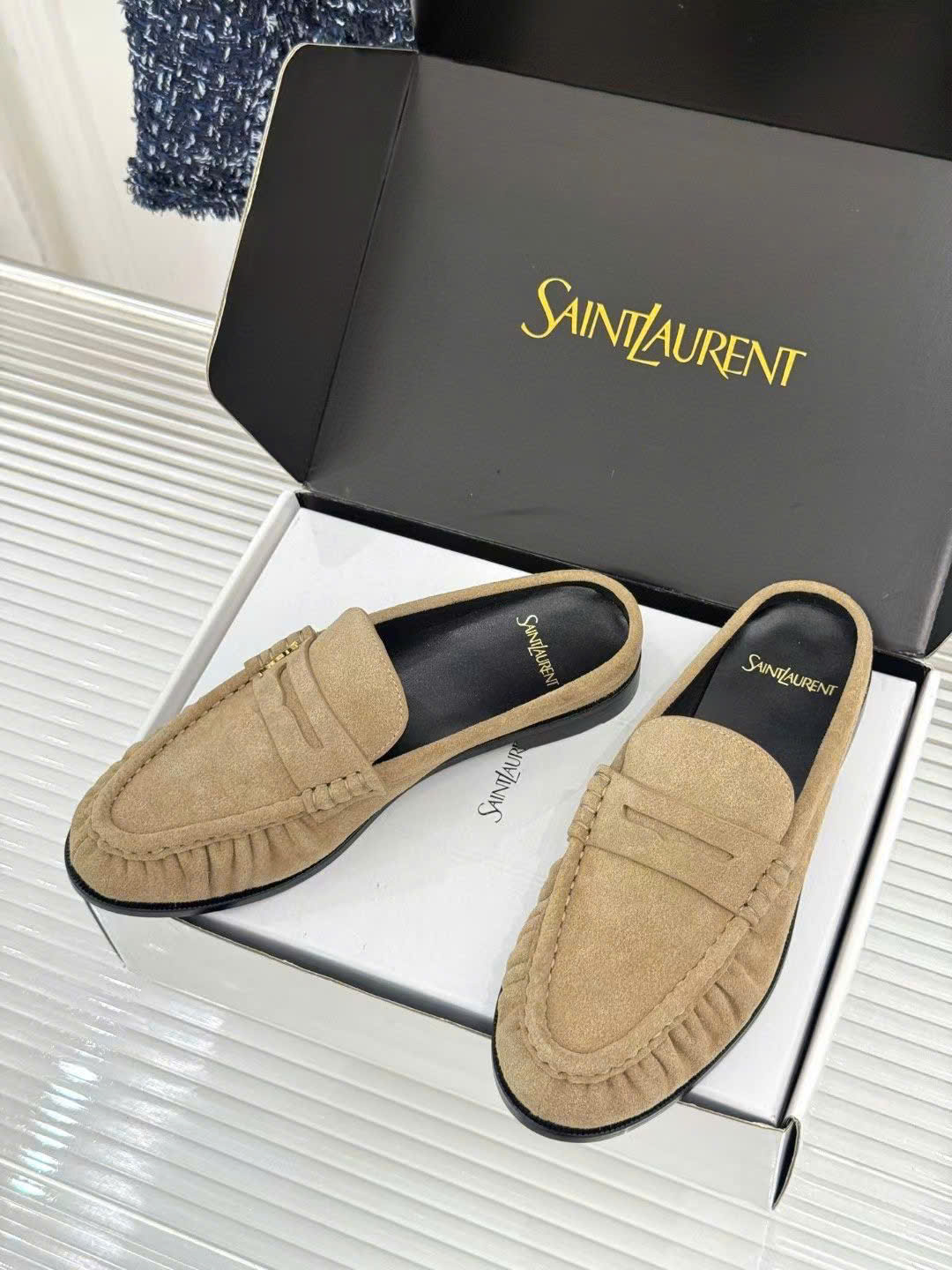 Saint Laurent Le Loafer Unisex Leather Mules - Image 9