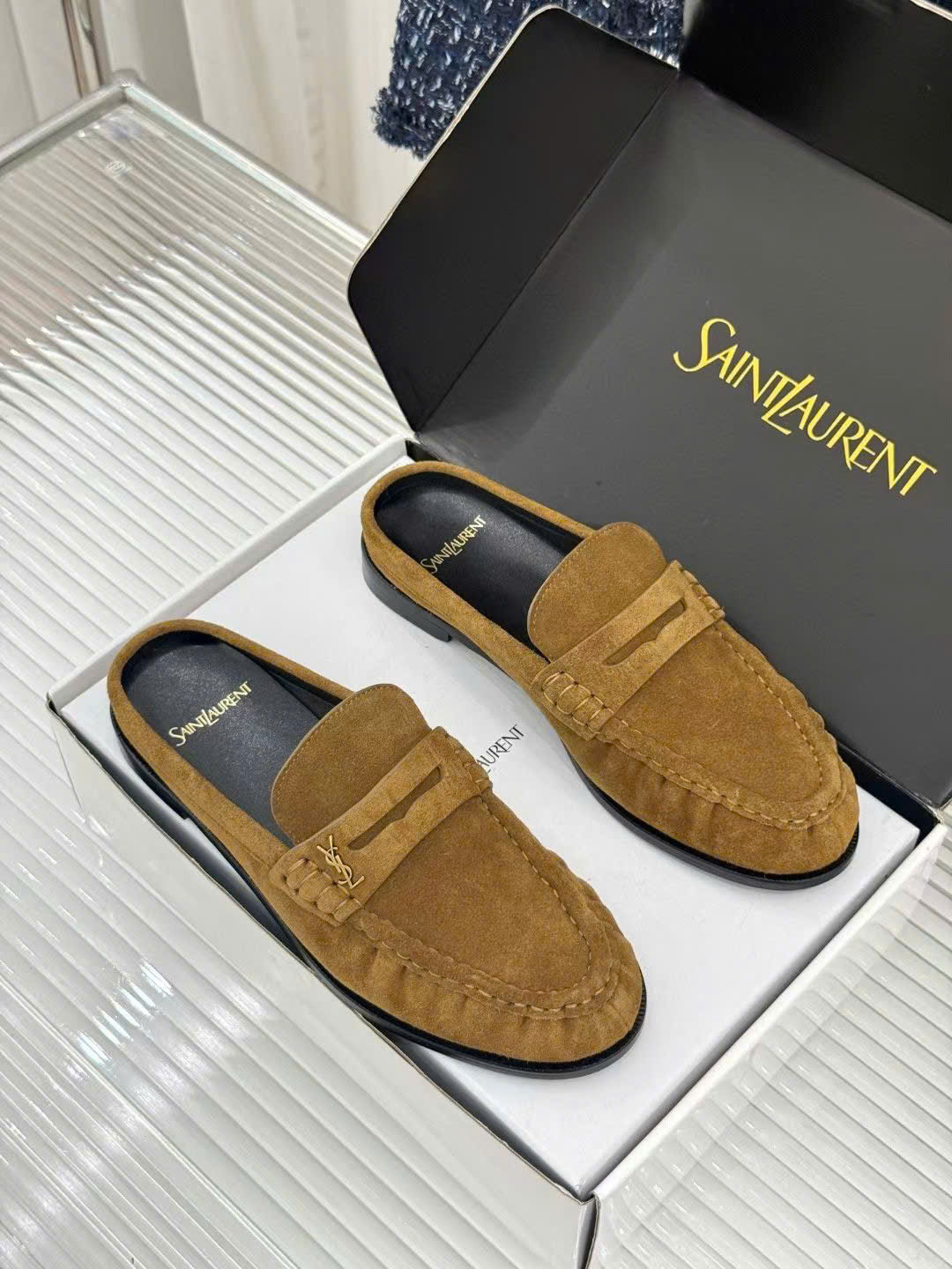 Saint Laurent Le Loafer Unisex Leather Mules - Image 8