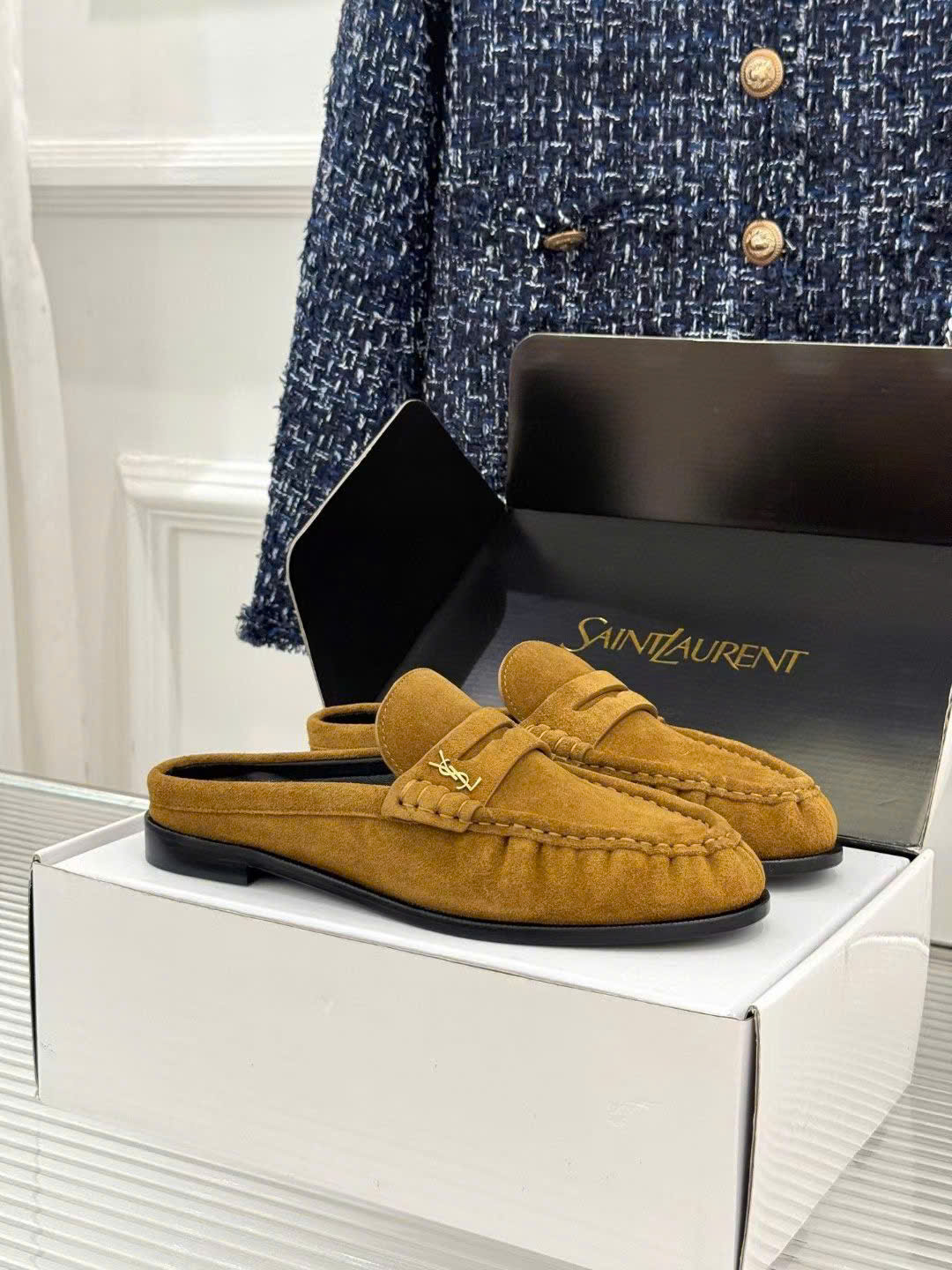 Saint Laurent Le Loafer Unisex Leather Mules - Image 10