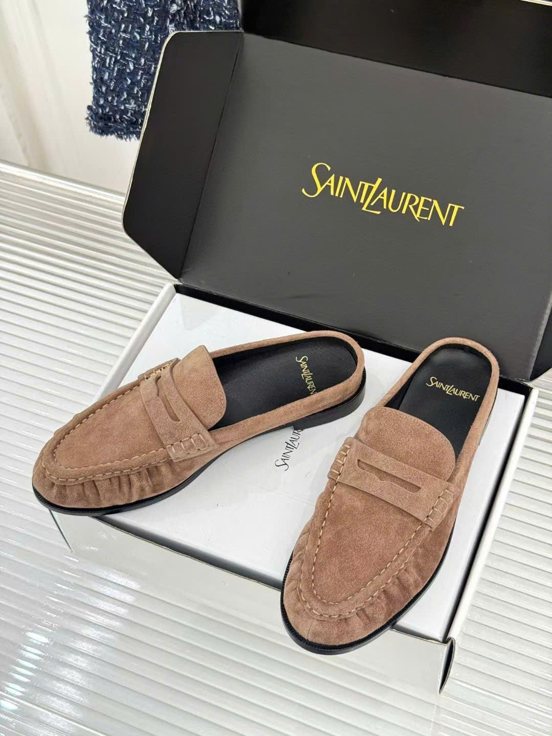 Saint Laurent Le Loafer Unisex Leather Mules - Image 9