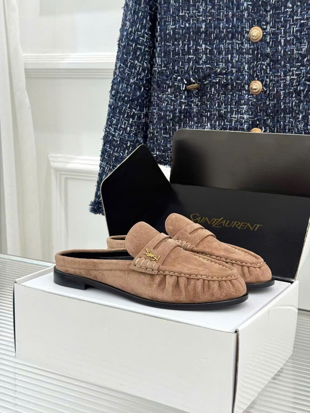 Saint Laurent Le Loafer Unisex Leather Mules - Image 10