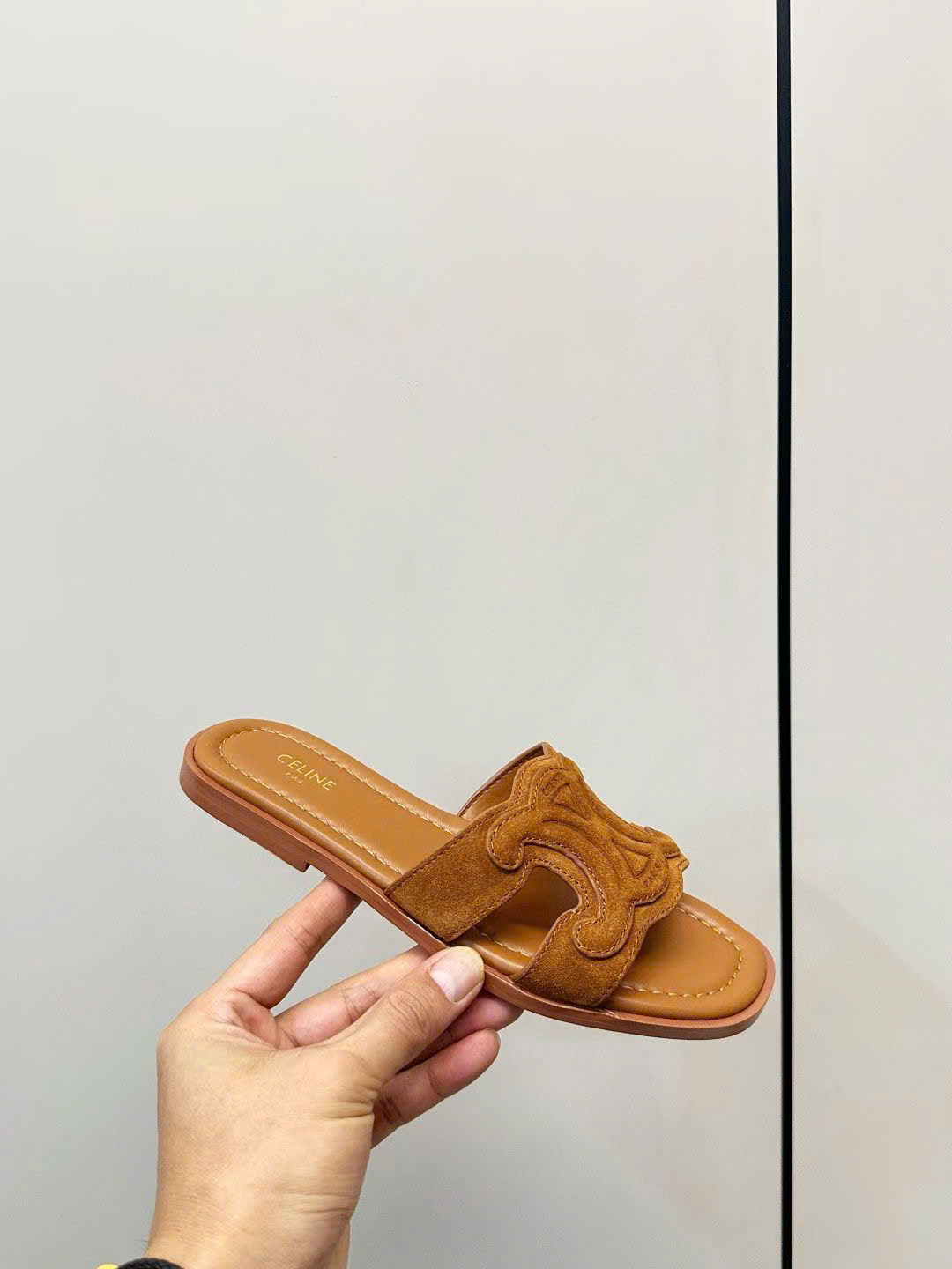 Celine Marina Triomphe Mule in Suede Calfskin - Image 4