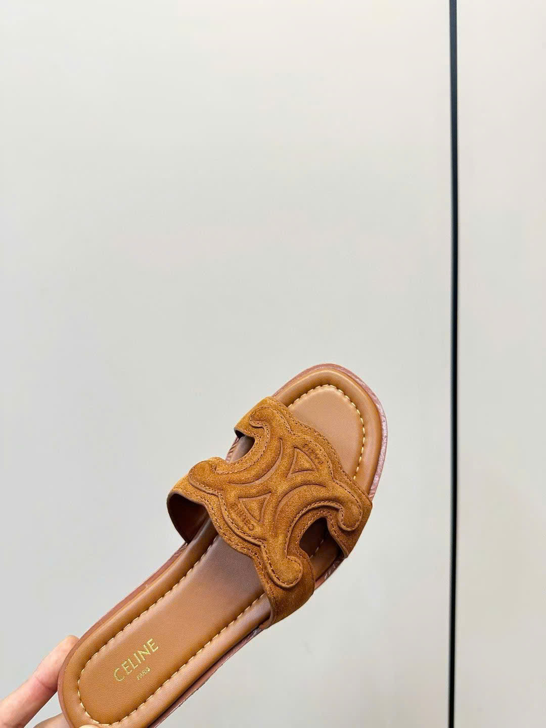 Celine Marina Triomphe Mule in Suede Calfskin - Image 5