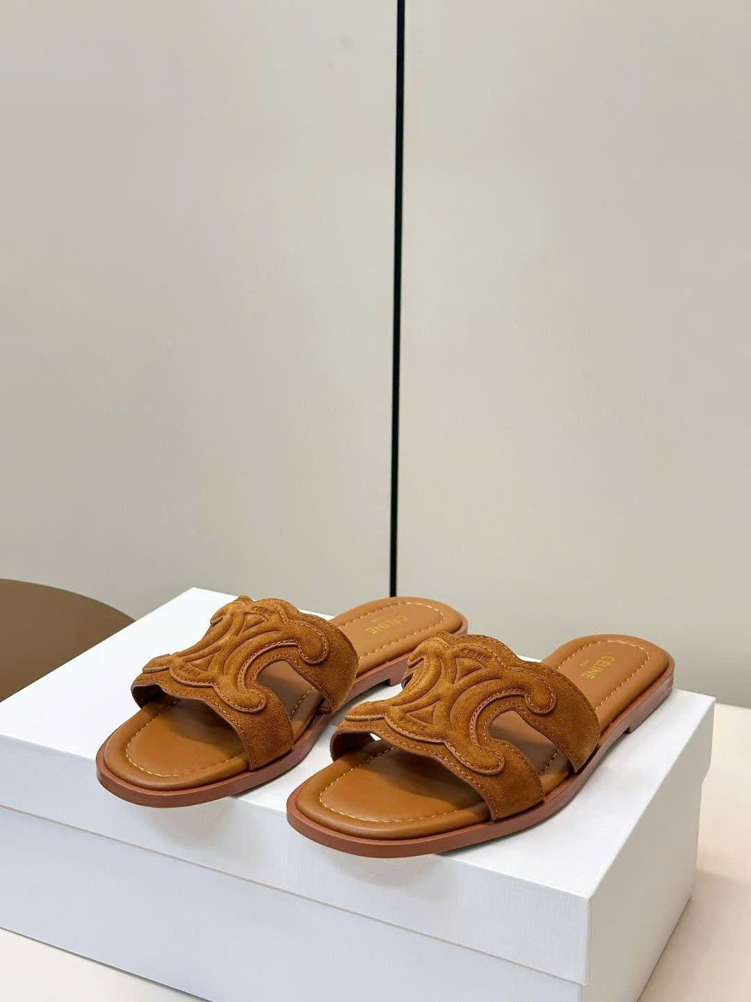 Celine Marina Triomphe Mule in Suede Calfskin - Image 9