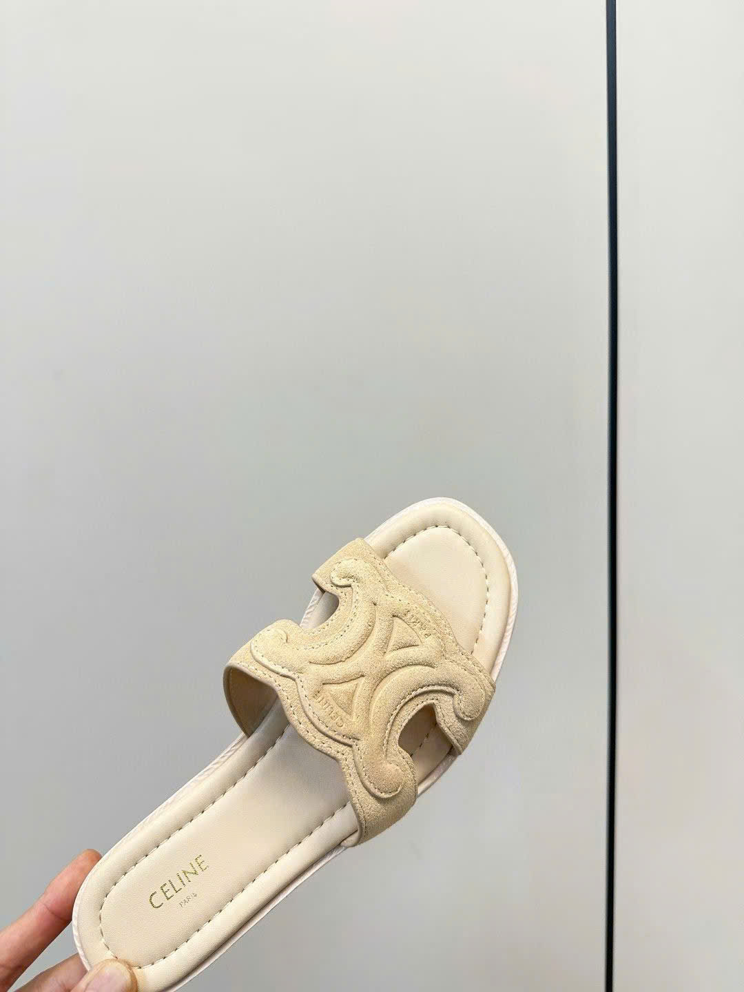 Celine Marina Triomphe Mule in Suede Calfskin - Image 3