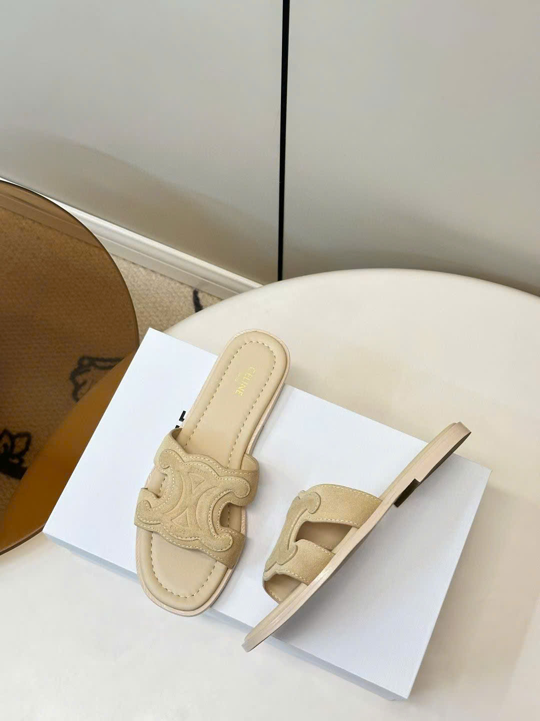 Celine Marina Triomphe Mule in Suede Calfskin - Image 6