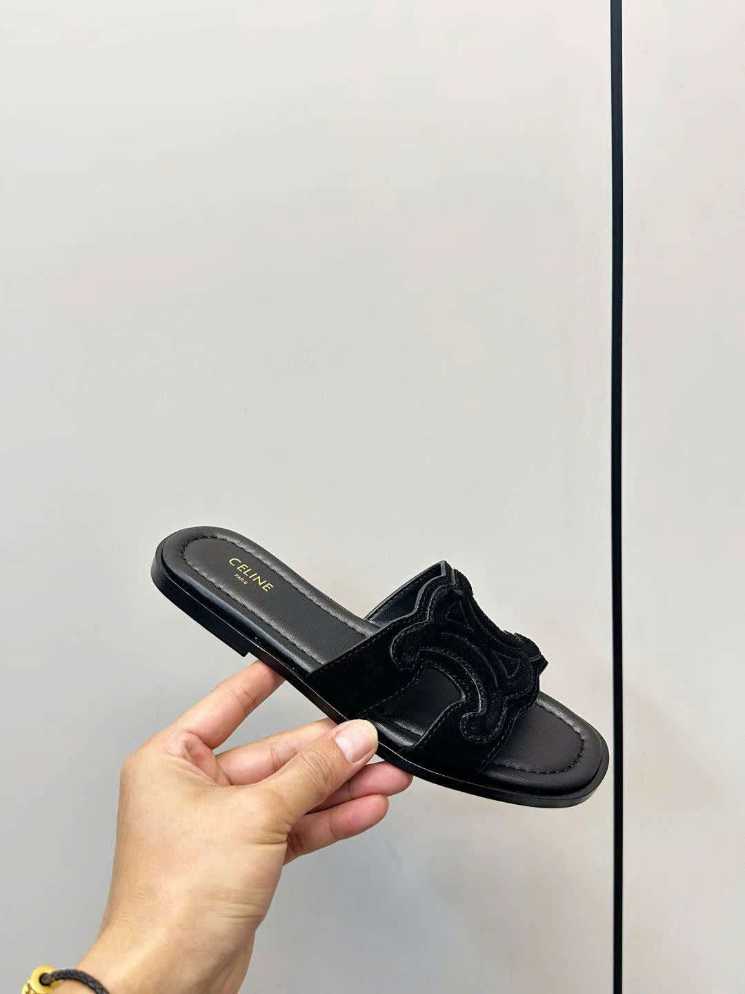Celine Marina Triomphe Mule in Suede Calfskin - Image 4