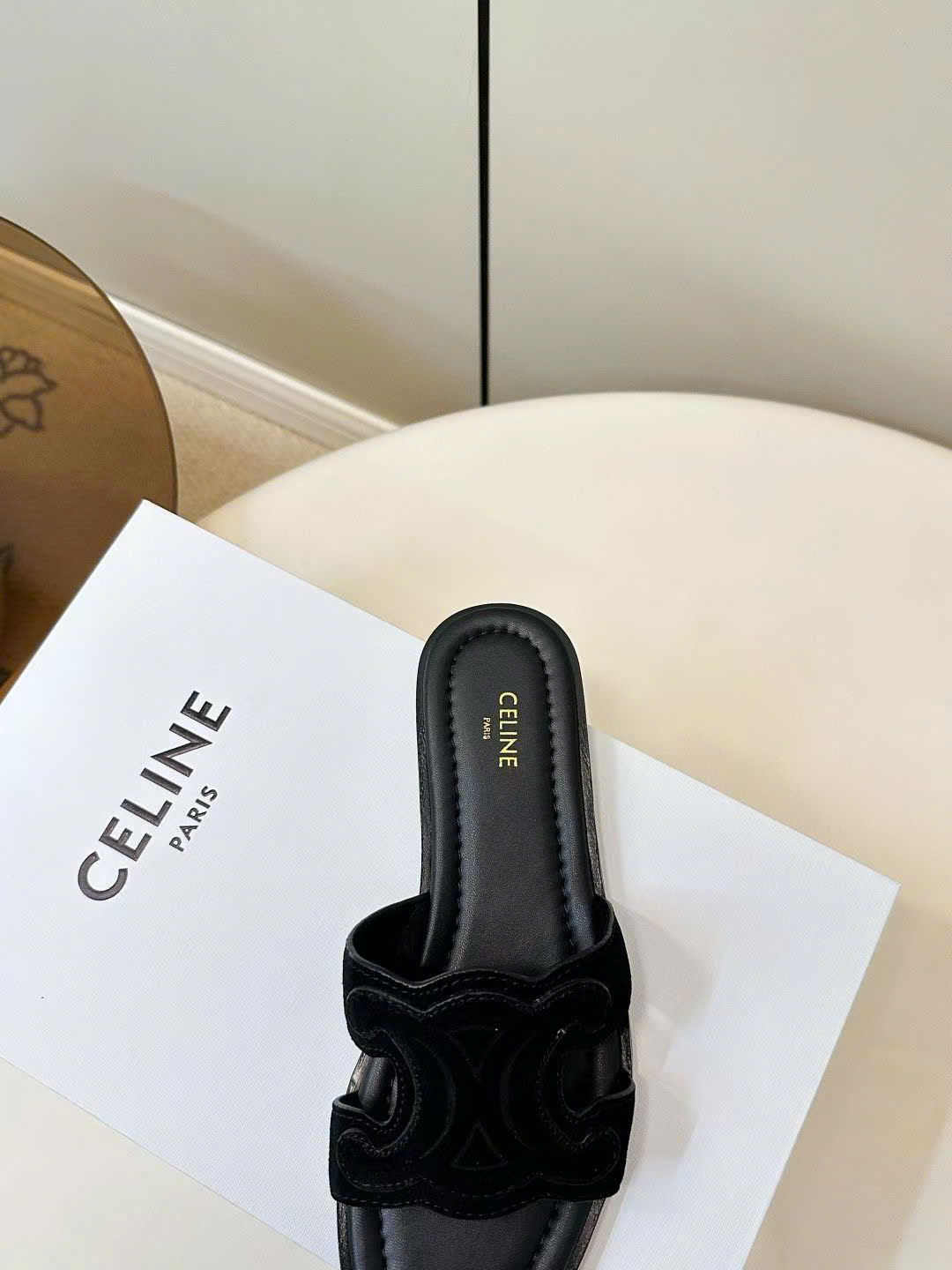Celine Marina Triomphe Mule in Suede Calfskin - Image 6