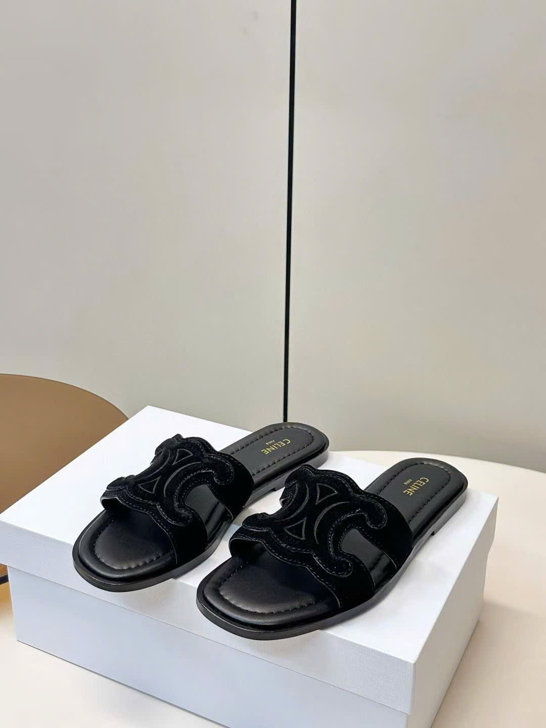 Celine Marina Triomphe Mule in Suede Calfskin - Image 8